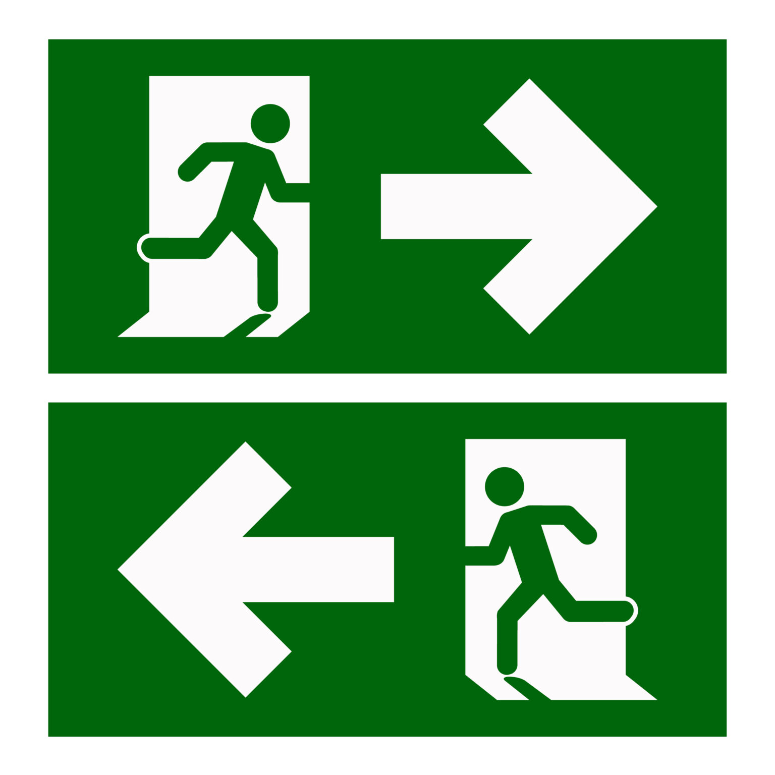 Emergency exit left , Emergency exit right , escape route signs